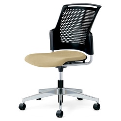 チェダーC 会議イス 布張り 回転脚 背ヌード ブラックシェル 肘なし サンドベージュ MC-W65SHL-N SBE