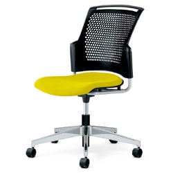 チェダーC 会議イス 布張り 回転脚 背ヌード ブラックシェル 肘なし カナリアイエロー MC-W65SHL-N CYE