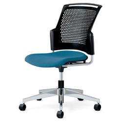 チェダーC 会議イス 布張り 回転脚 背ヌード ブラックシェル 肘なし シャローブルー MC-W65SHL-N SBL