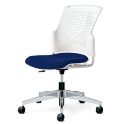 チェダーC 会議イス 布張り 回転脚 背ヌード ホワイトシェル 肘なし ナイトブルー MC-W55SHL-N NBL
