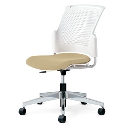 チェダーC 会議イス 布張り 回転脚 背ヌード ホワイトシェル 肘なし サンドベージュ MC-W55SHL-N SBE