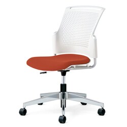 チェダーC 会議イス 布張り 回転脚 背ヌード ホワイトシェル 肘なし テラコッタレッド MC-W55SHL-N TRD