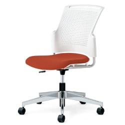 チェダーC 会議イス 布張り 回転脚 背ヌード ホワイトシェル 肘なし テラコッタレッド MC-W55SHL-N TRD