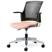 チェダーC 会議イス ビニルレザー張り 回転脚 背ヌード ブラックシェル 肘付 ピンク MB-W65NHL-N PK