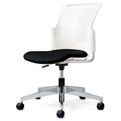 チェダーC 会議イス ビニルレザー張り 回転脚 背ヌード ホワイトシェル 肘なし ブラック MC-W55NHL-N BK