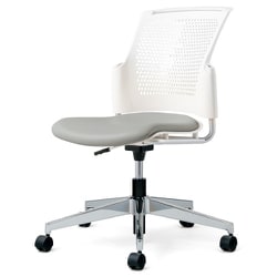 チェダーC 会議イス ビニルレザー張り 回転脚 背ヌード ホワイトシェル 肘なし ライトグレー MC-W55NHL-N LG