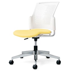 チェダーC 会議イス ビニルレザー張り 回転脚 背ヌード ホワイトシェル 肘なし イエロー MC-W55NHL-N YL