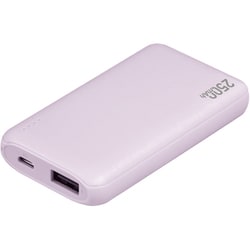 EXHEART コンパクトモバイルバッテリー 2500mAh 入力（microUSB×1） 出力（USB-A×1） ライラック EX-EMB-C2500PL