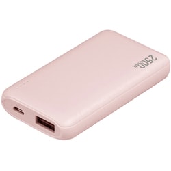EXHEART コンパクトモバイルバッテリー 2500mAh 入力（microUSB×1） 出力（USB-A×1） ピーチ EX-EMB-C2500PK