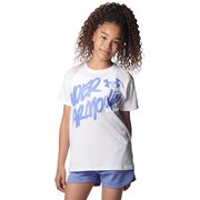UAテック ショートスリーブTシャツ ブランド UA TECH BRANDED T-SHIRT 1378279 White/Baja Blue(100) YLGサイズ [アウトドア トップス キッズ]