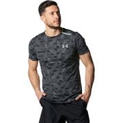 UAアイソチル ショートスリーブTシャツ(プリント) UA ISO-CHILL SS PRINTED 1378354 001 Black LGサイズ [フィットネス 半袖シャツ メンズ]