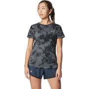 UAスピードストライド ショートスリーブTシャツ プリント UA SPEED STRIDE PRINTED SS 1378641 Pitch Gray(012) SMサイズ [ランニングウェア シャツ レディース]