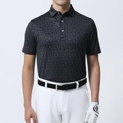 80461-XXL [ゴルフシャツ メンズ フラワープリント 半袖ボタンダウンシャツ XXLサイズ ブラック]