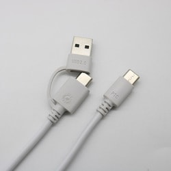 2in1 PD対応60Wしなやかケーブル Type-C 1m 白 GWC-C460PV1W