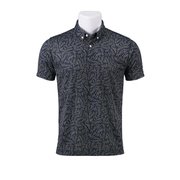 TKPMS123J6603L [ゴルフシャツ メンズ 半袖 リーフプリント クーリングシャツ 3Lサイズ ネイビー]