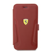 iPhoneSE(第3/2世代)/8/7用 本革+マイクロファイバー 手帳型ケース フェラーリ公式ライセンス レッド FEBKI8RBUR