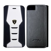 iPhoneSE(第3/2世代)/8/7用 本革 手帳型ケース ランボルギーニ公式ライセンス ブラック/ホワイト LB-TPUFCIPSE-HU/D16-WE