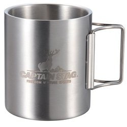 UH-2019 [アウトドアタンブラー 350ml NEWフリーダム ダブルステンレス 中空二重構造 折りたたみハンドル ステンレス製]