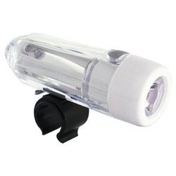 自転車 LEDヘッドライト 1LEDライト 280 明るさ2000カンデラ/3発光モード/取り付け工具不要/生活防水IPX4準拠/耐熱・耐冷 ポリカーボネート製 クリア/ホワイト Y-4283