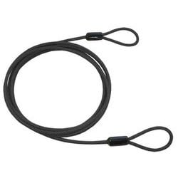 自転車 ロック延長ワイヤー ダブルループワイヤー 鍵別売 直径4mm/長さ2.5m ブラック Y-4429