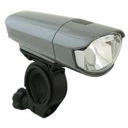 自転車 LEDヘッドライト 1W1LEDライト 213 明るさ2000カンデラ/ワイド配光/上面カット/首振り機能付き JIS規格 グレー Y-4850