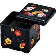 ミニお重珍味角 黒梅扇面
