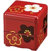 ミニお重珍味角 朱華文様梅