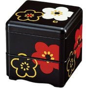 ミニお重珍味角 黒華文様梅