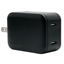 USB 急速充電器 USB PD（パワーデリバリー）対応 33.0W USB-C×2 90°回転式収納プラグ ブラック RAC2C45W01BK