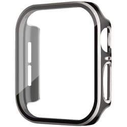 WAC-02SBK44 SV/BK [AppleWatch 44 ガラスフィルム一体型ケース シルバー×ブラック]