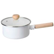 片手鍋 18cm IH対応 ホーロー 蓋付き アミュレット ホワイト