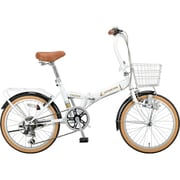 折りたたみ自転車 ファスターFDB206 20インチ 外装6段変速 パールホワイト YG-1436