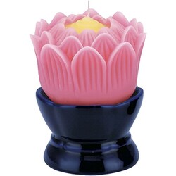 ろうそく 蓮の花 特大 燭台付 ピンク