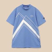 CWA23M C23134117 1110 M BL [ゴルフシャツ メンズ パワーラインプリントクローズドカノコ半袖モックネックシャツ Mサイズ ブルー]
