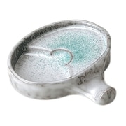 13856 [萬古焼 青りーぶ 和食器 箸置 薬味皿 醤油皿 約10cm]