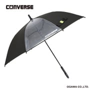 子供用傘 CONVERSE 無地タイプ 55cm ジャンプ式 透明窓付き ロゴプリント付 お名前ネーム付き 抗菌手元 ブラック 20277