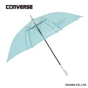 子供用傘 CONVERSE 無地タイプ 55cm ジャンプ式 透明窓付き ロゴプリント付 お名前ネーム付き 抗菌手元 ミント 20279