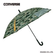 子供用傘 晴雨兼用 子供日傘 CONVERSE 58cm ジャンプ式 遮光 UVカット 99%以上 遮熱加工 抗菌加工 抗菌手元 先端が丸いT型露先 透明窓付き 迷彩カーキ 20298