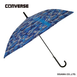 子供用傘 晴雨兼用 子供日傘 CONVERSE 58cm ジャンプ式 遮光 UVカット 99％以上 遮熱加工 抗菌加工 抗菌手元 先端が丸いT型露先 迷彩ネイビー 20301