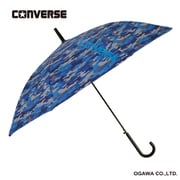 子供用傘 晴雨兼用 子供日傘 CONVERSE 58cm ジャンプ式 遮光 UVカット 99%以上 遮熱加工 抗菌加工 抗菌手元 先端が丸いT型露先 迷彩ネイビー 20301