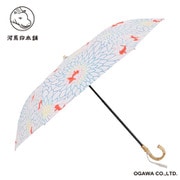 LDW-50M-19TOP [河馬印本舗2段ミニ折りたたみ傘 晴雨兼用日傘 手開き 金魚（金赤/きんあか）]