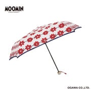折りたたみ傘 雨晴兼用 ムーミン 55cm 手開き式 5本骨 UV加工 安全カバー付き リトルミイ/花ボーダー 85909