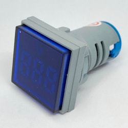 DC4-100V LEDデジタル電圧計 角型 青 FXB16-22FSV-B