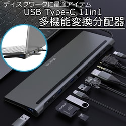 USB Type-C 11 in 1 スタンド機能付き多機能変換分配器 BLDVCB04