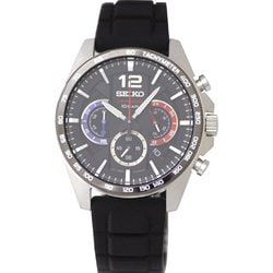 クロノグラフ クォーツ SS IPベゼル BK シリコン メンズ 並行輸入品 1年保証 SSB347P1