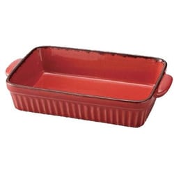 ラザニア皿 28cm 洋食器 スクエア ギャザー レッド T-775882