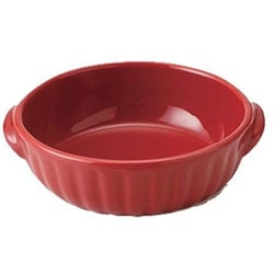グラタン皿 16cm 洋食器 ラウンド ギャザー レッド T-783696