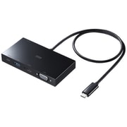 USB Type-C HDMI/VGA 変換アダプタ Type-C×1/USB A×2 PD100W対応 4K/60Hz 3840×2160 ケーブル一体型 ケーブル長50cm 同時出力可能 面ファスナー付き ブラック AD-ALCMHV2BK