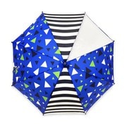 子供用傘 ZAZZY ZAPS（ザジーザップス） サンカクボーダー Mサイズ 50cm 手開き式 透明窓付き（1面） ブルー 6731656-003-05-6