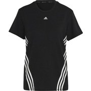 トレイン アイコンズ スリーストライプス 半袖Tシャツ TRAIN ICONS 3STEE CA028 HK6975 ブラック/ホワイト J/Mサイズ [トレーニングウェア 半袖シャツ レディース]